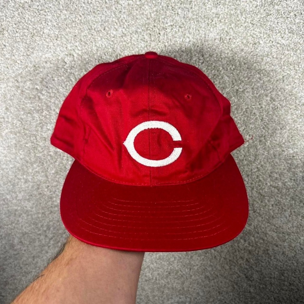 Vintage 90s Cincinnati Reds twill plain logo SnapBack hat cap TWINS